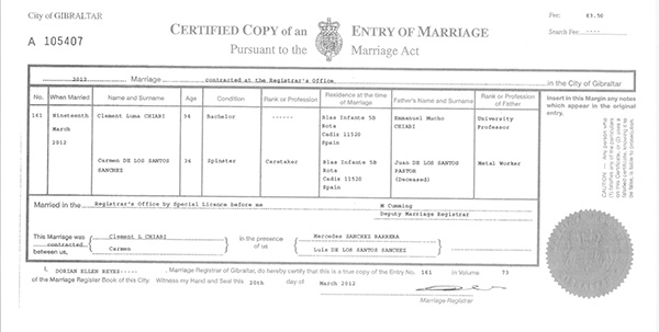 Sworn Translation of a Marriage Certificate
