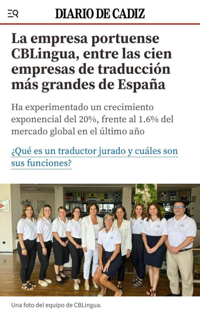 El Diario de Cádiz destaca el crecimiento de CBLingua